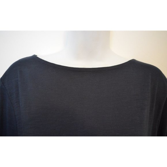 J Jill Top XL NEW Navy Blue Button Tab Sleeve Tunic Relaxed Generous Fit - Picture 8 of 9